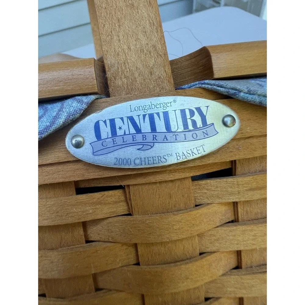 Longaberger Century Celebration 2000 Cheers Basket Liner & Lid Handwoven Ohio